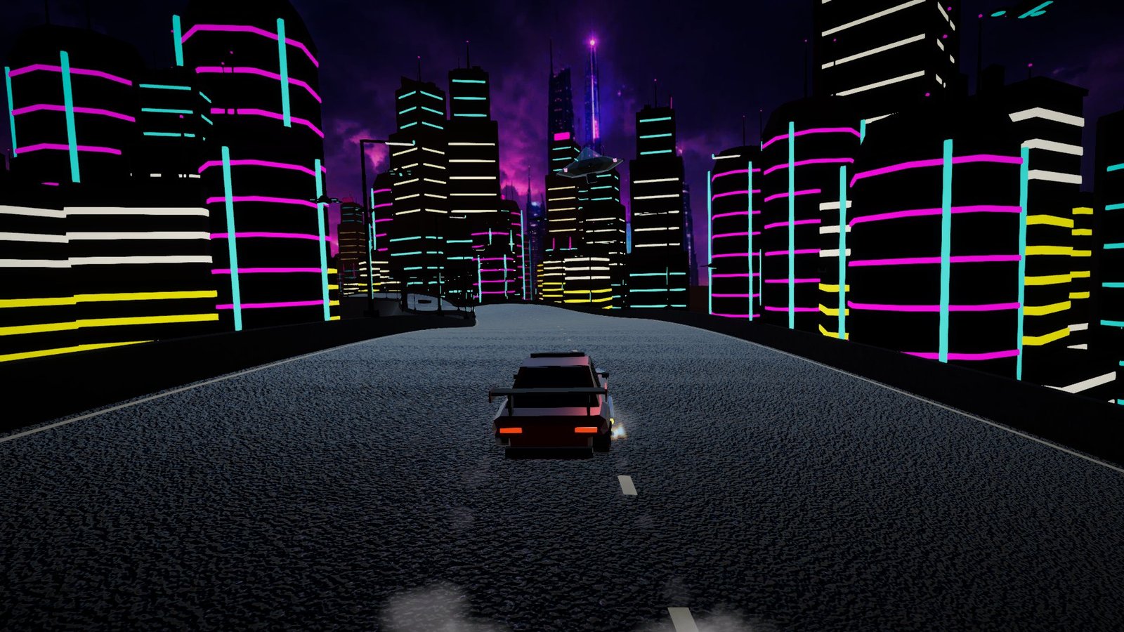 Night racing through the neon megacity
