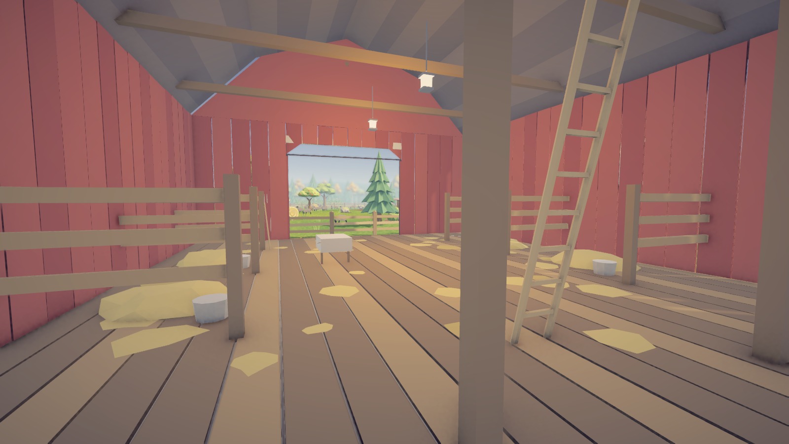 Inside the barn