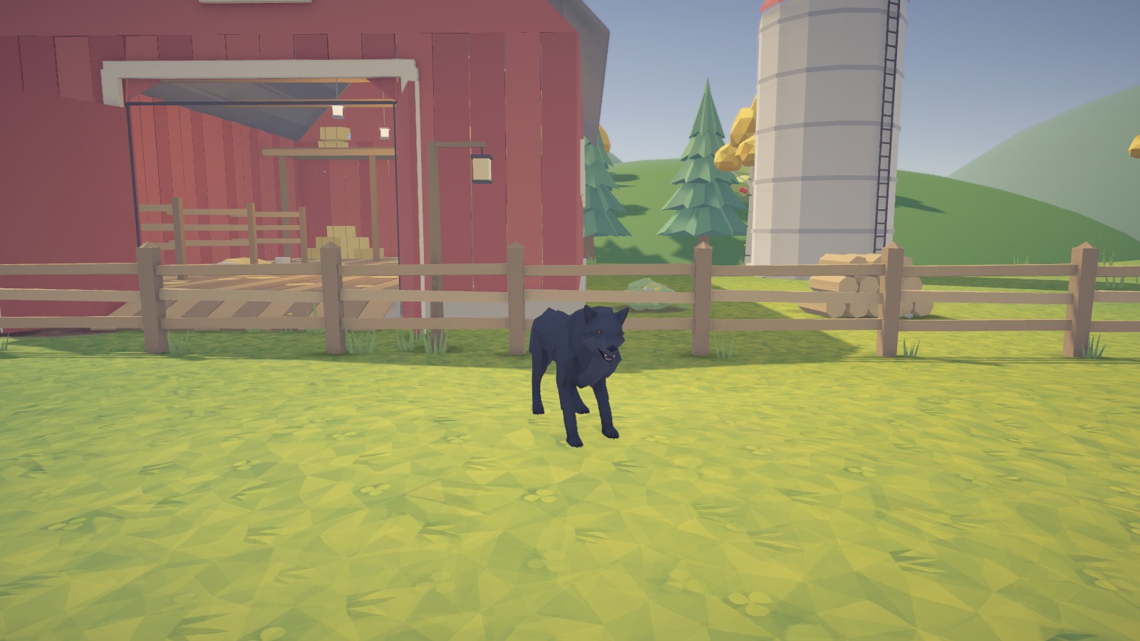 The disguise is off: the wolf loose by the barn