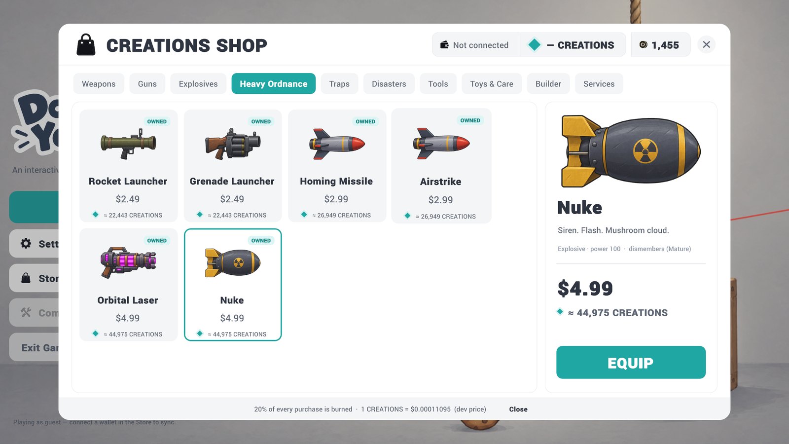 The CREATIONS shop: heavy ordnance